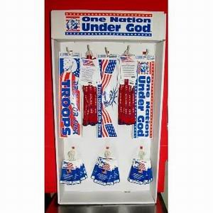 Patriotic Display (500 Pieces) with Bumper Stickers, Lapel Pins and Bracelets