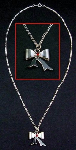 Silver Tone Necklace with Ribbon Pendant