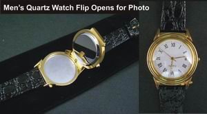Classic Men's Picture Frame Watch Genuine Leather Band wholesale case of 24