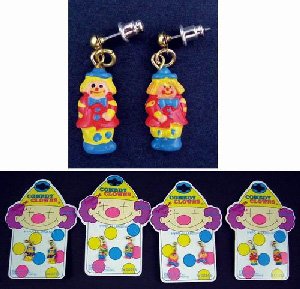 Colorful Comedy Clown Earrings (wholesale lot of 288)