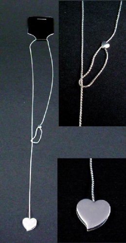 Silver tone sliding necklace with heart shaped pendent (wholesale lot of 50)