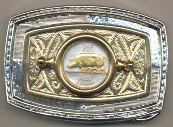 150-BB Belt Buckle-Irish ½ penny