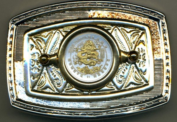 189-BB Belt Buckle-Liberia $1 coin Year of the