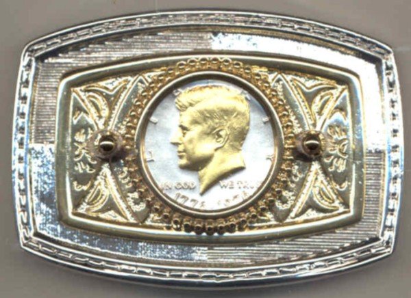 34BB Belt Buckle - Bicentennial half dollar (1976)