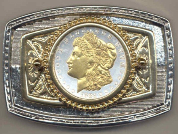 63BB Belt Buckle - U.S. .Morgan Silver dollar (minted 1878-1921)