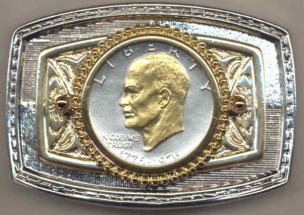 70BB Belt Buckle - Bicentennial (Ike) dollar (1976)