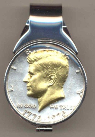 M34 Bicentennial Kennedy half (1976) Total size of clip 1-1/4
