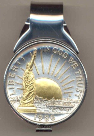 M85 U.S. Statue of Liberty half dollar (minted 1986) Total size of clip 1-1/4