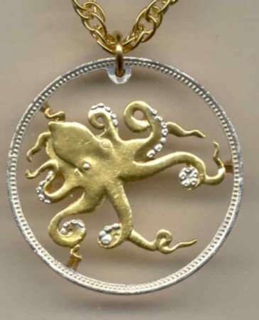 C-166 Tuvalu 50 cent "Octopus" (A little bigger than a U.S. ½ dollar)