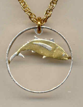 C-175 St. Helena Islands penny "Tuna fish" (A little smaller than a U.S. nickel)
