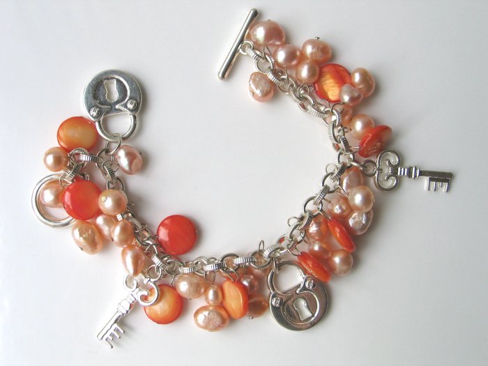 .925 Sterling Silver Mother of Pearl Bracelet - Free Shipping !!!