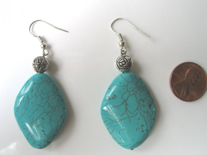 Silver plate Turquoise Earrings - Free Shipping!!!