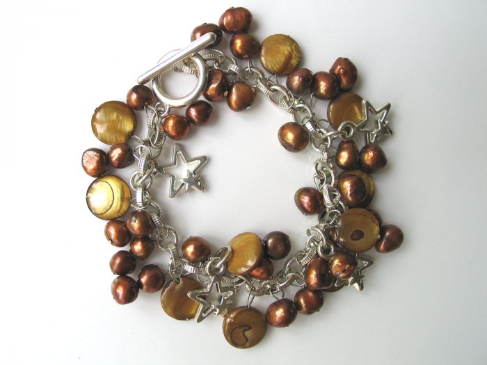 .925 Sterling Silver Mother of Pearl Bracelet - Free Shipping !!!