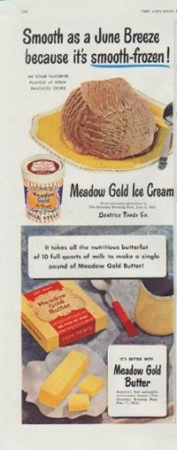 1948 Meadow Gold Ad "Smooth as a June Breeze"