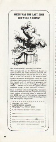 1965 Holiday Magazine Ad "Gypsy"