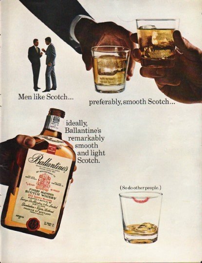 1965 Ballantine's Scotch Ad "Men like Scotch"