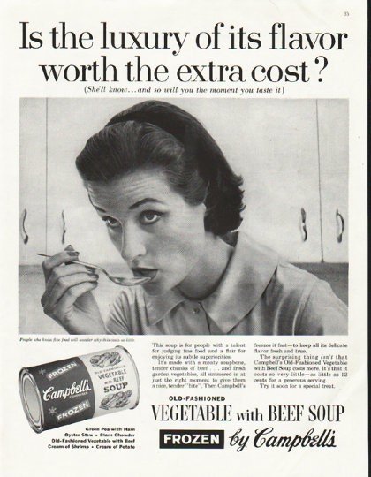 1958 Campbell's Soup Ad "luxury of its flavor"