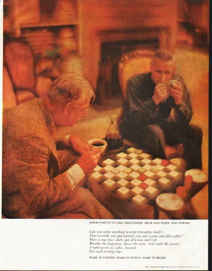 1961 Pan-American Coffee Bureau Ad "rich and warm"
