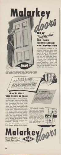 1949 Malarkey doors Ad "Now Trademarked"