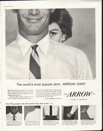 1958 Arrow Shirt Ad "most popular shirt"