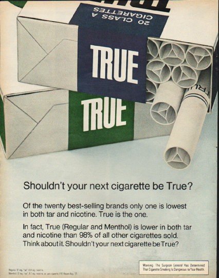 1972 True Cigarettes Ad "your next cigarette"