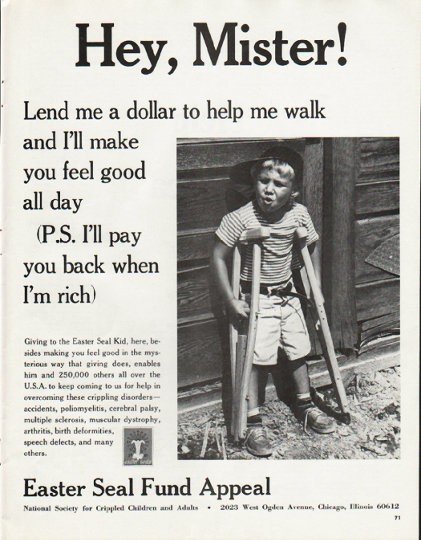 1965 Easter Seal Fund Ad "Hey, Mister"