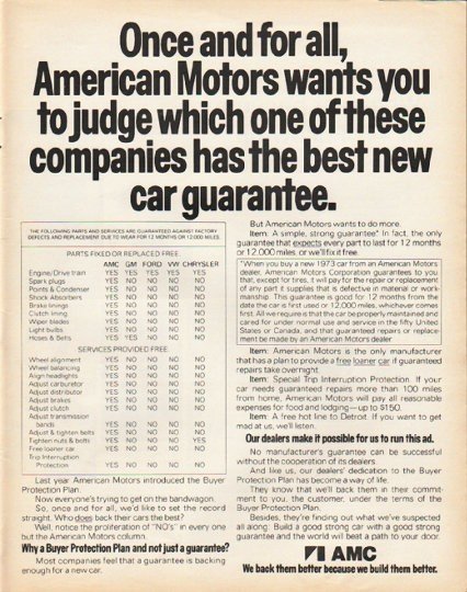 1973 American Motors Ad "Once and for all" ~ (model year 1973)