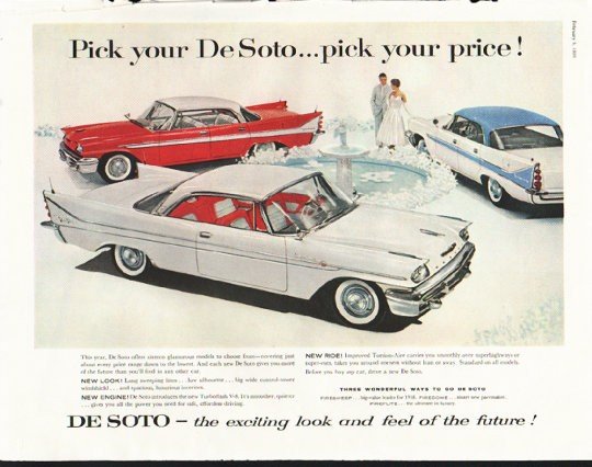1958 De Soto Ad "Pick your De Soto" ~ (model year 1958)