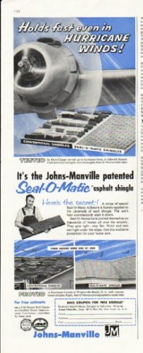 1956 Johns-Manville Ad "Holds fast"
