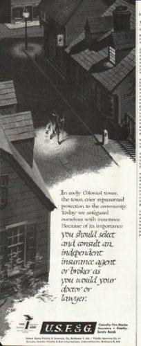 1958 United States Fidelity & Guaranty Ad "Colonial times"