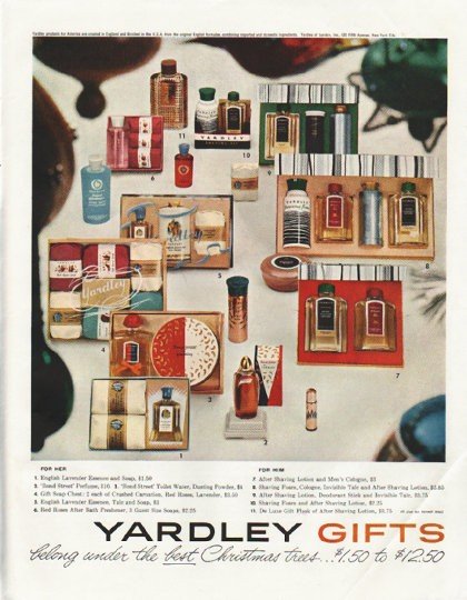1958 Yardley Gifts Ad "the best Christmas trees"