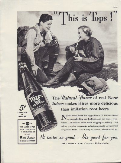 1937 Hires Root Beer Ad "This Is Tops!"