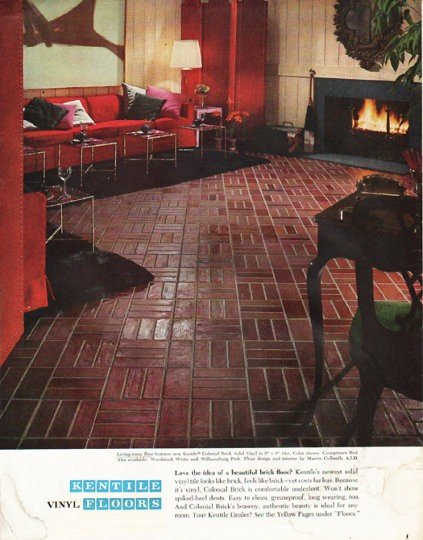 1965 Kentile Floors Ad "beautiful brick floor"