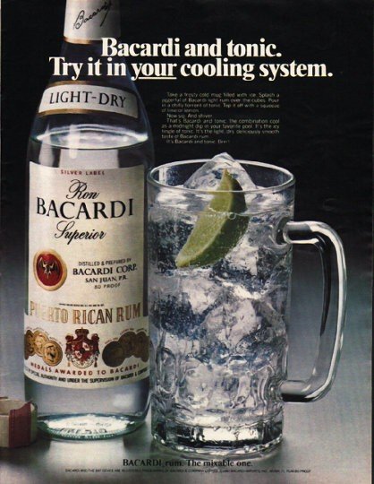 1980 Bacardi Rum Ad "cooling system"