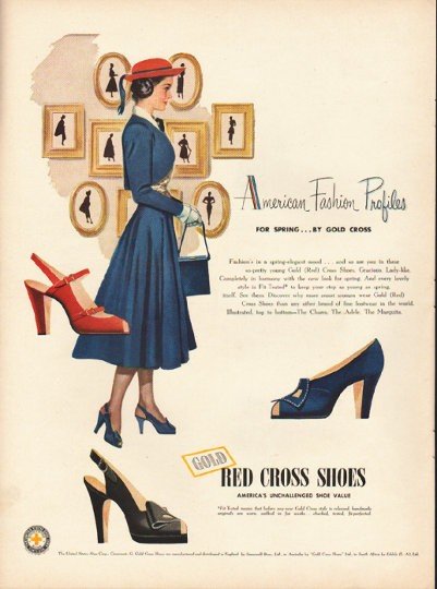 1948 Red Cross Shoes Ad "American Fashion Profiles"