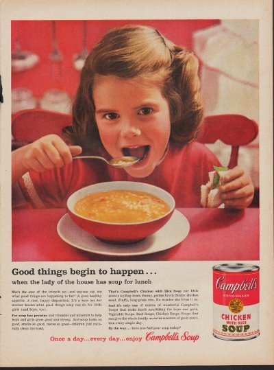 1960 Campbell's Soup Ad "Good Things Begin To Happen"