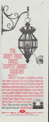1961 Scotch Brand Ad "For Paint-Free Panes"