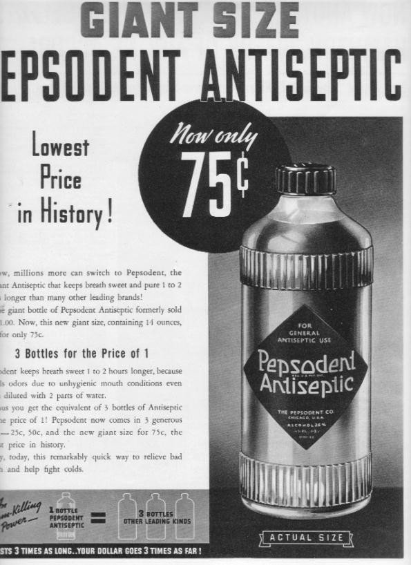 1937 Pepsodent Antiseptic Ad "Giant Size"