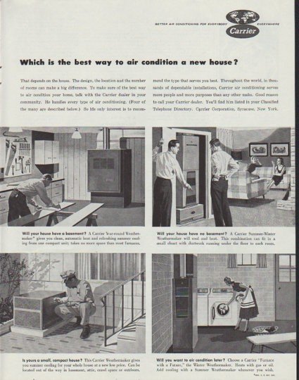 1958 Carrier Air Conditioner Ad "Which is the best way"