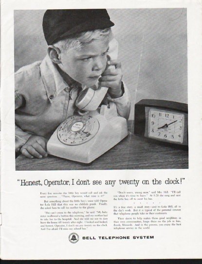 1963 Bell Telephone System Ad "Honest, Operator"