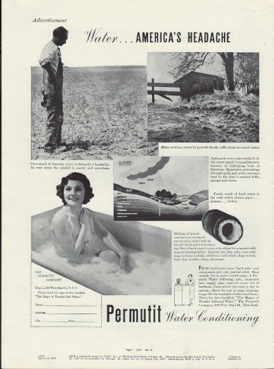 1937 Permutit Water Conditioning Ad "Headache"