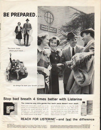 1961 Listerine Antiseptic Ad "Be Prepared"