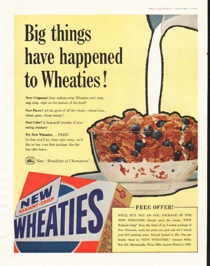 1958 Wheaties Ad "Big things"