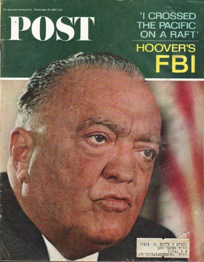 1965 Saturday Evening Post Cover Page "Hoover" ~ September 25, 1965