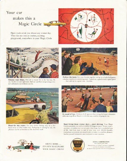 1958 Ethyl Corporation Ad "a Magic Circle"