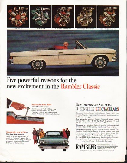 1965 Rambler Classic Ad "Five powerful reasons" ~ (model year 1965)