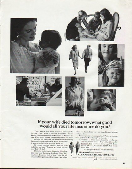 1965 Alexander Hamilton Life Insurance Company Ad "your wife"