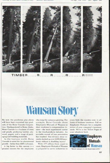 1965 Employers Mutuals of Wausau Ad "Timber"