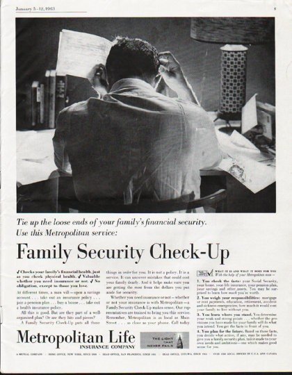 1963 Metropolitan Life Insurance Ad "Family Security Check-Up"