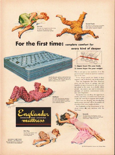 1948 Englander Mattress Ad "For the first time"